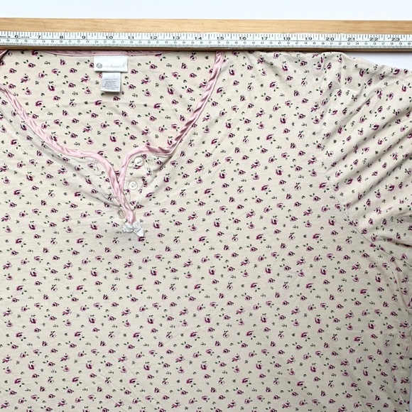 Vintage Ivory Baby Pink Floral Fairy Ditzy 100% Cotton Plus Size Top XXL 26/28 - Picture 5 of 8